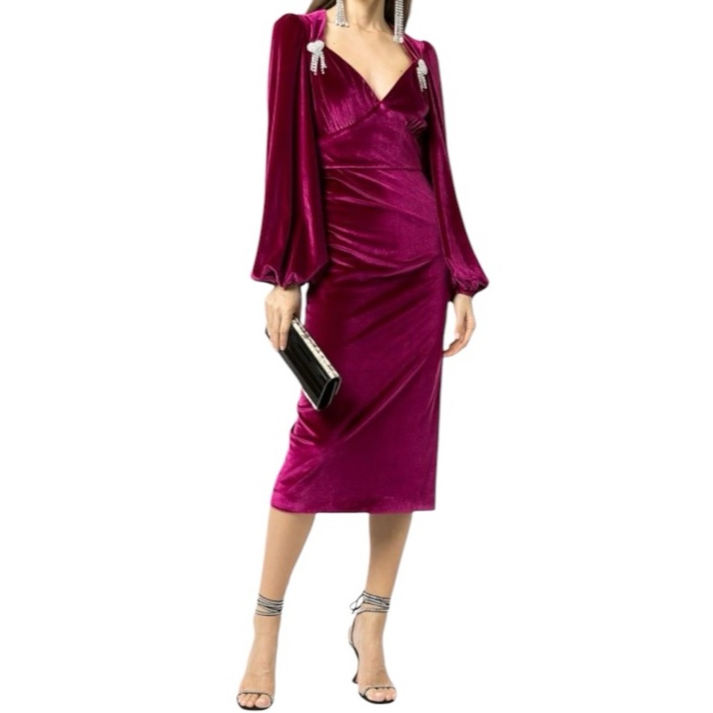 Rebecca Vallance Burgundy Midi Dress